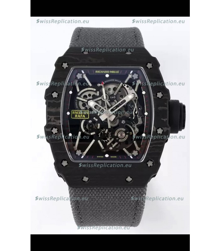 Richard Mille RM35-01 Rafael Nadal Carbon Fiber Casing with Genuine Tourbillon Super Clone Watch 