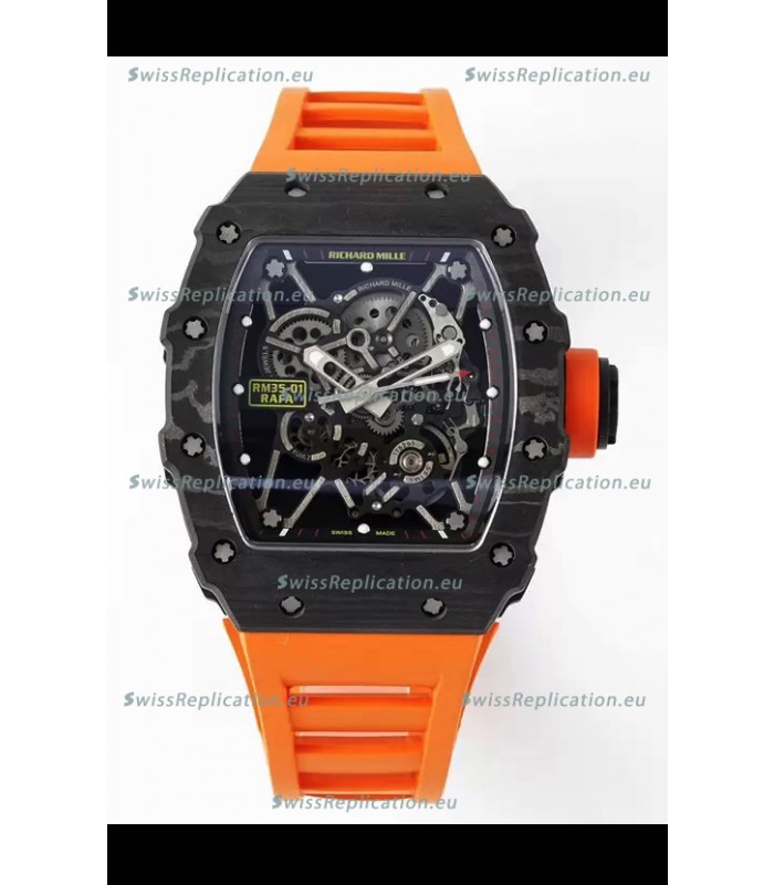 Richard Mille RM35-01 Rafael Nadal Carbon Fiber Casing with Genuine Tourbillon Super Clone Watch 