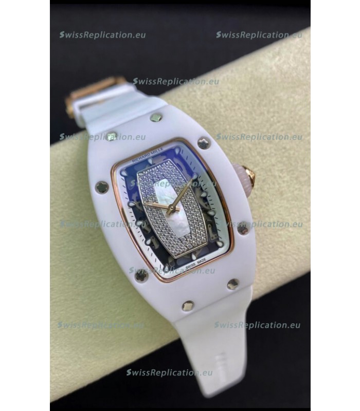 Richard Mille RM-07-01 Diamonds Dial White Ceramic Ladies 1:1 Swiss Replica Watch 