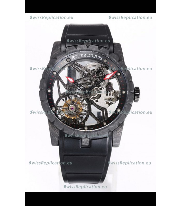 Roger Dubuis Excalibur Spider Flying Tourbillon Skeleton Carbon Casing 42MM 1:1 Mirror Swiss Watch