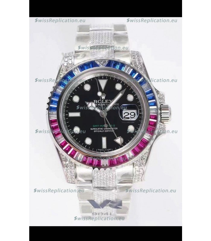 Rolex GMT Masters II Diamonds Swiss watch in 904L Case - 1:1 Mirror Quality