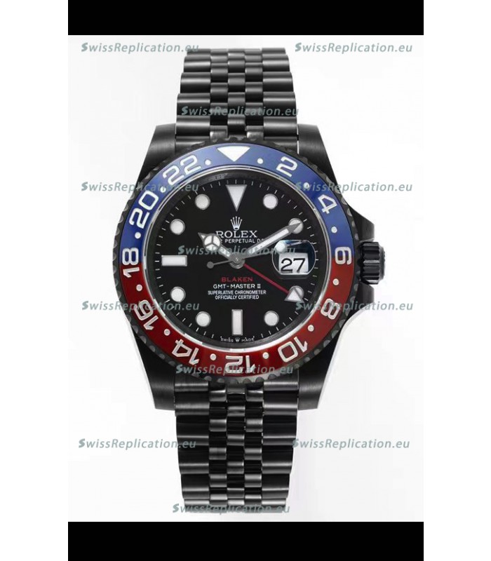 Rolex GMT Masters II REF.126710BLRO PEPSI BLAKEN Swiss Replica - 904L Steel in DLC Coating