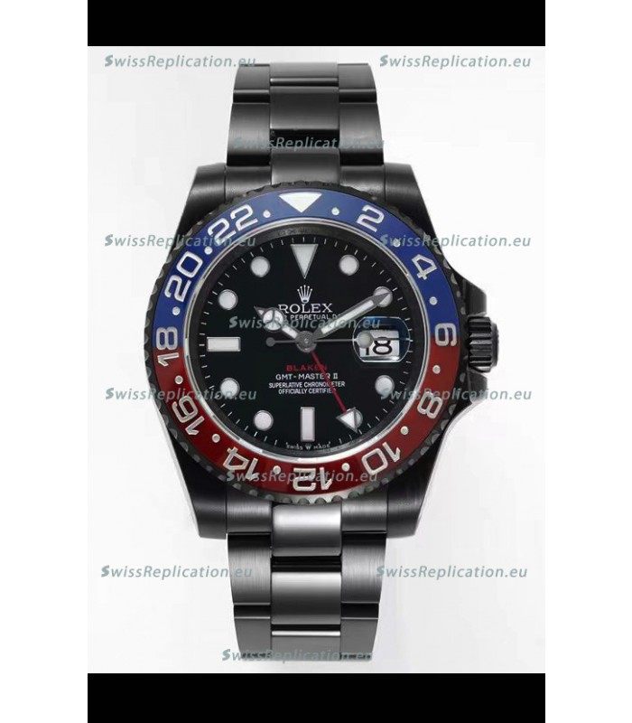 Rolex GMT Masters II REF.126710BLRO PEPSI BLAKEN Swiss Replica - 904L Steel in DLC Coating