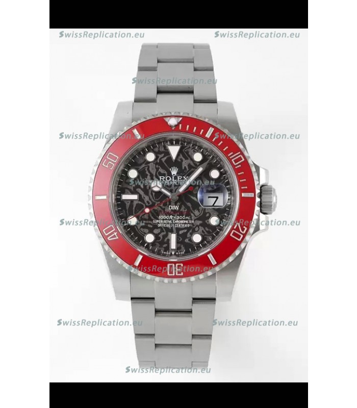 Rolex Submariner DiW Stainless Steel Casing Ceramic Red Bezel Edition Watch 