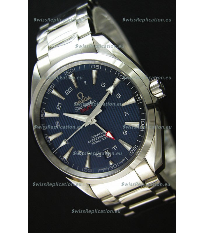 Omega Seamaster Aqua Terra GMT 150M 43MM 1:1 Mirror Replica Watch Blue Dial