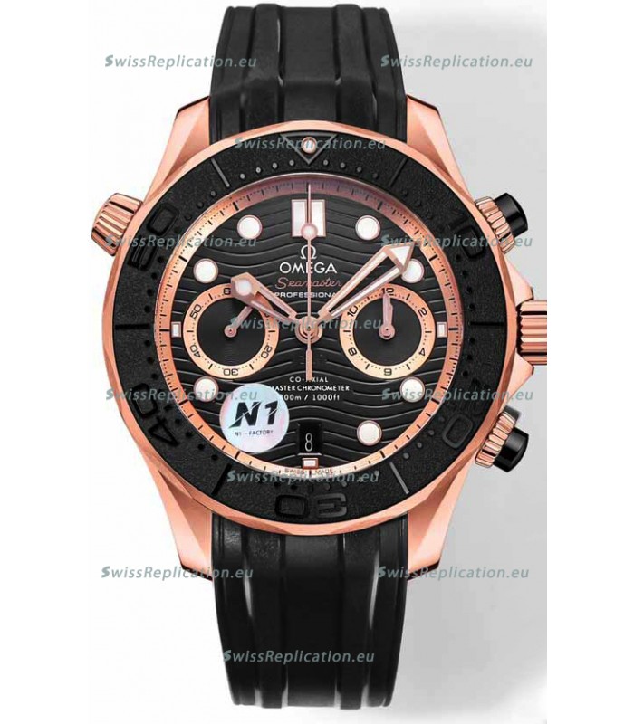 Omega Seamaster Co-Axial Master Chronograph Rose Gold Black Dial 44MM 1:1 Mirror Replica