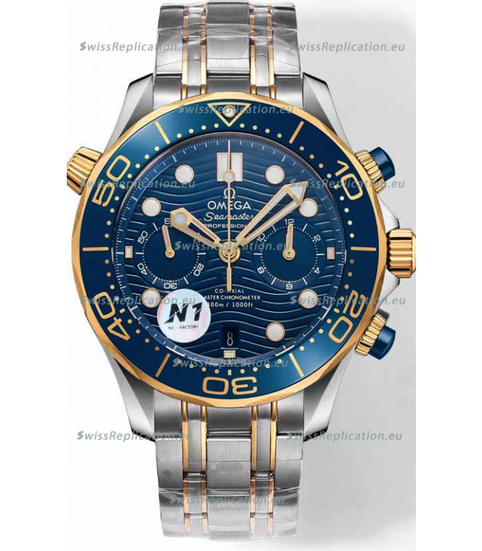 Omega Seamaster Co-Axial Master Chronograph Two Tone Blue Dial 44MM 1:1 Mirror Replica