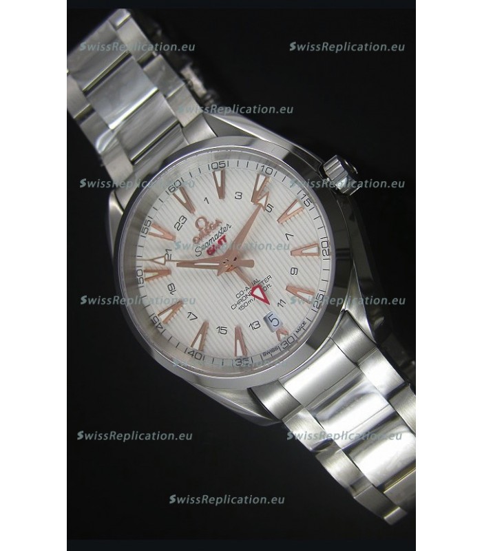 Omega Seamaster COAX GMT Stainless Steel Swiss Watch in White Dial