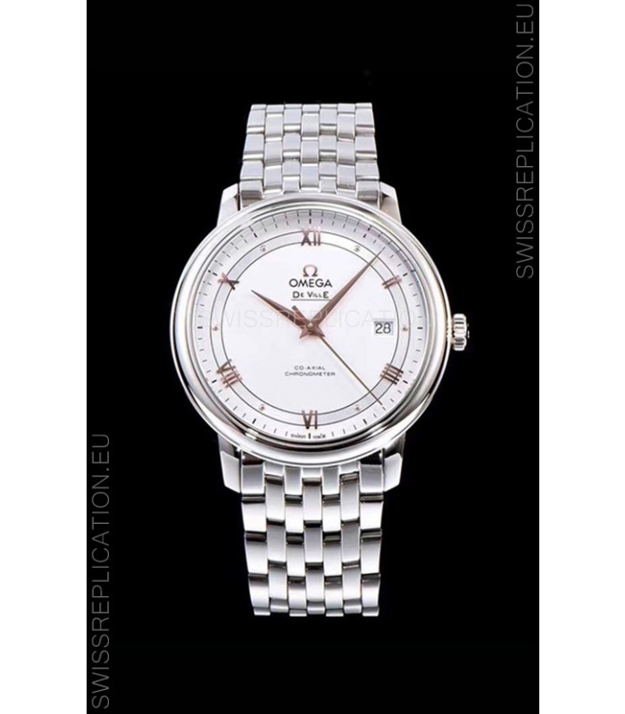 Omega De Ville Prestige Co-Axial 36.8MM White Dial 1:1 Swiss Mirror Replica Watch 