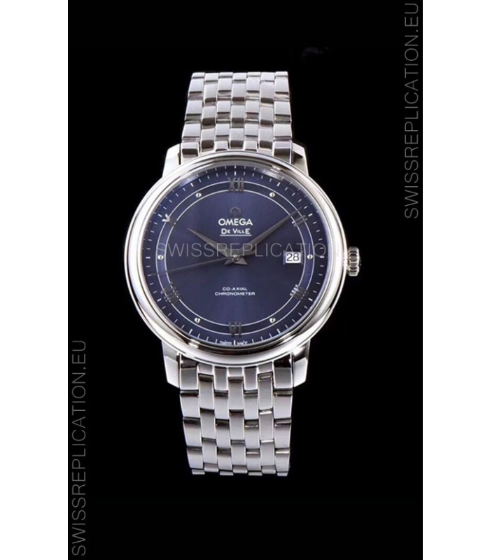 Omega De Ville Prestige Co-Axial 36.8MM Blue Dial 1:1 Swiss Mirror Replica Watch 