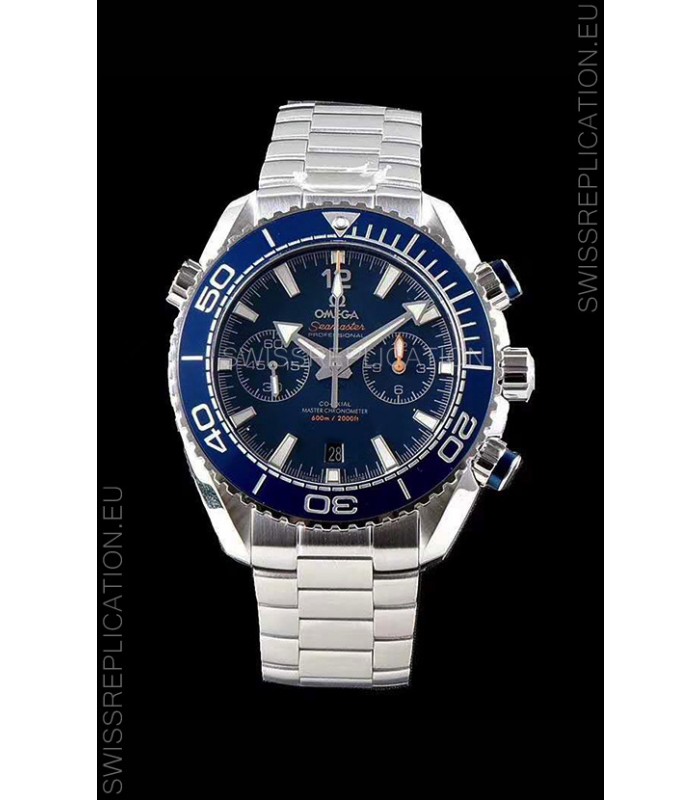 Omega Planet Ocean 600M Chronograph 904L Steel Blue Dial 1:1 Mirror Replica Watch 