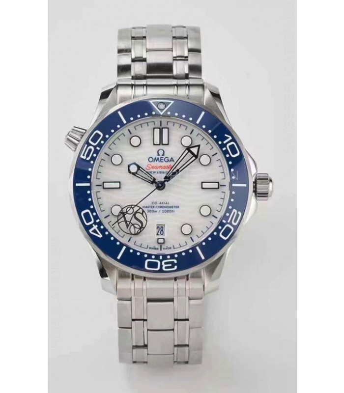 Omega Seamaster 300M Co-Axial Master Chronometer White/Blue Swiss 1:1 Mirror Replica Watch