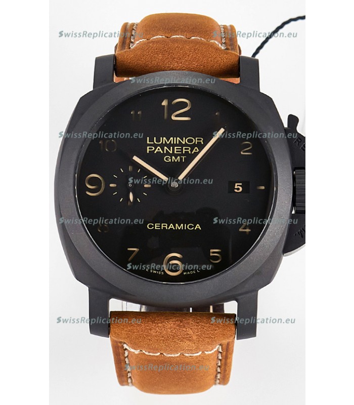 Panerai Super Clone Luminor Marina 42MM PAM441 GMT Ceramica Case Swiss Replica Watch