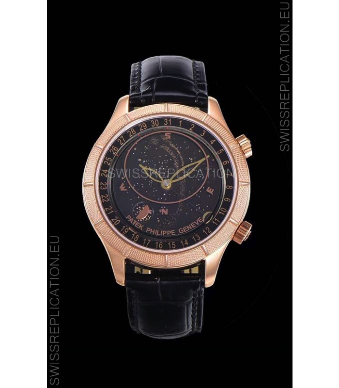 Patek Philippe 6102R Grand Compilations Handwind Swiss Replica Watch - Rugged Bezel Black Dial