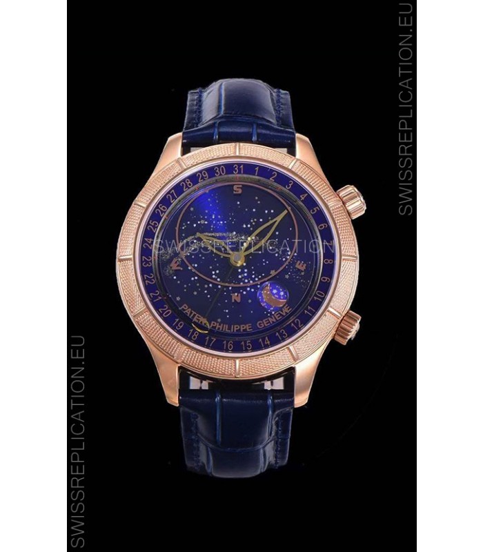 Patek Philippe 6102R Grand Compilations Handwind Swiss Replica Watch - Rugged Bezel Blue Dial