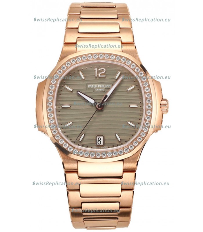 Patek Philippe Nautilus 7118R 35MM 1:1 Rose Gold Grey Dial 1:1 Mirror Replica Watch