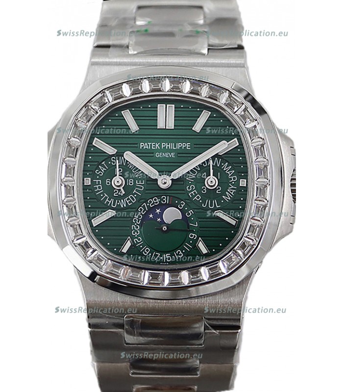 Patek Philippe Nautilus 5740 Perpetual Calendar Stainless Steel Green Dial Swiss Replica Watch 