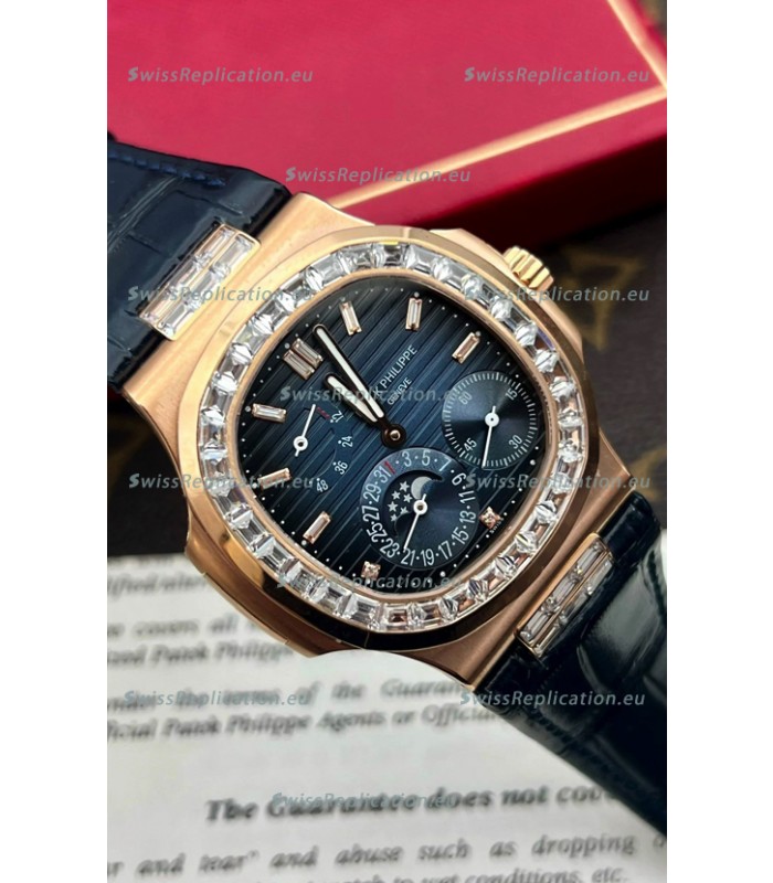 Patek Philippe Nautilus 5712R 1:1 Quality Swiss Replica Watch in Blue Dial Blue Strap