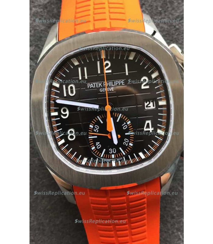 Patek Philippe Aquanaut 5968 Chronograph Steel Casing Orange Strap Watch in Swiss Automatic Movement