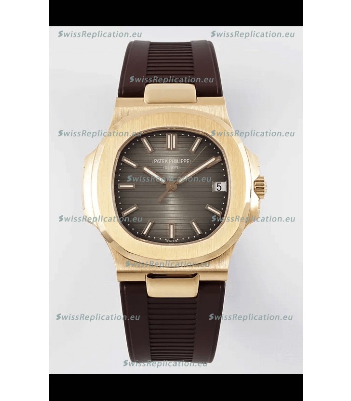 Patek Philippe Nautilus 5711/1R-001 1:1 Mirror Replica in 904L Steel Rose Gold Brown Dial