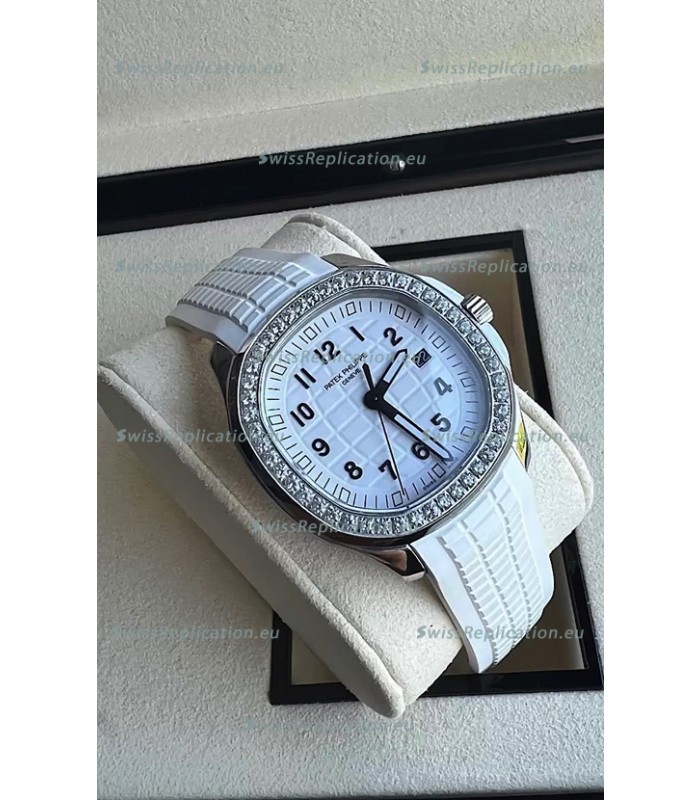 Patek Philippe Aquanaut 5267 Swiss Replica White Dial in Stainless Steel Diamonds Bezel 38.5MM