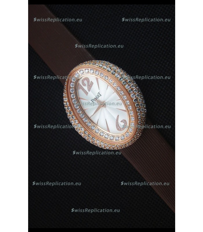 Piaget Limelight Magic Hour Swiss Quartz Watch Rose Gold in Brown Strap