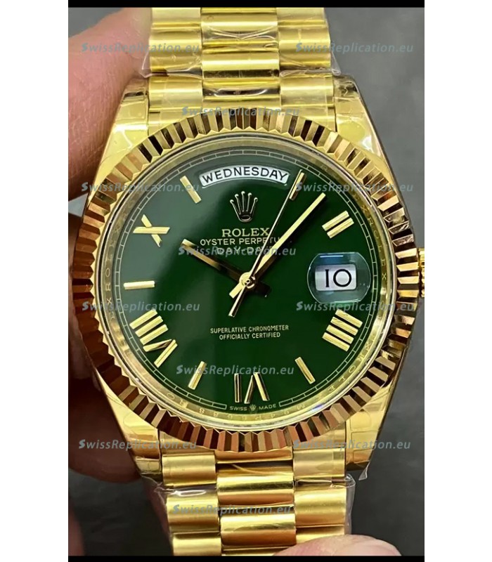 Rolex Day Date Presidential 18K Yellow Gold Watch 40MM - Green Dial 1:1 Mirror Quality