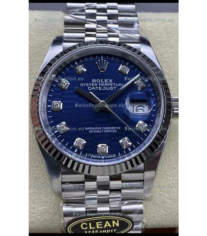 Rolex Datejust Cal.3235 Movement 1:1 Mirror Replica 904L Steel 36MM - Blue Fluted Motif Dial