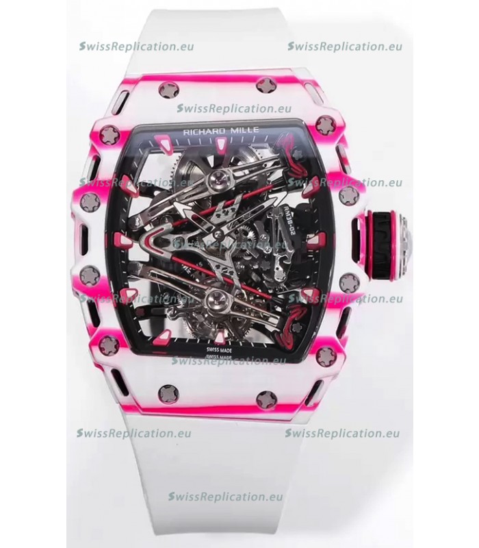 Richard Mille RM38-02 White/Pink Carbon Bubba Watson White Rubber Tourbillon Movement 1:1 Mirror Replica