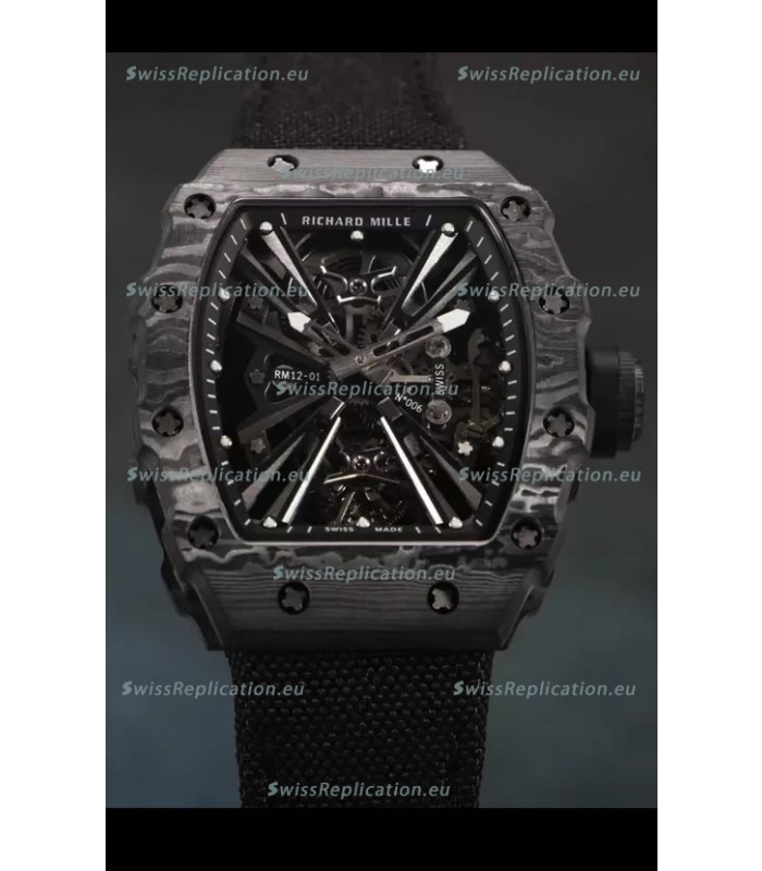 Richard Mille RM12-01 Carbon Fiber Case Genuine Tourbillon Movement 1:1 Mirror Replica Watch
