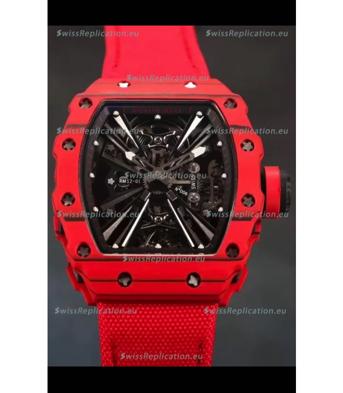 Richard Mille RM12-01 Carbon Fiber Case Genuine Tourbillon Movement 1:1 Mirror Replica Watch