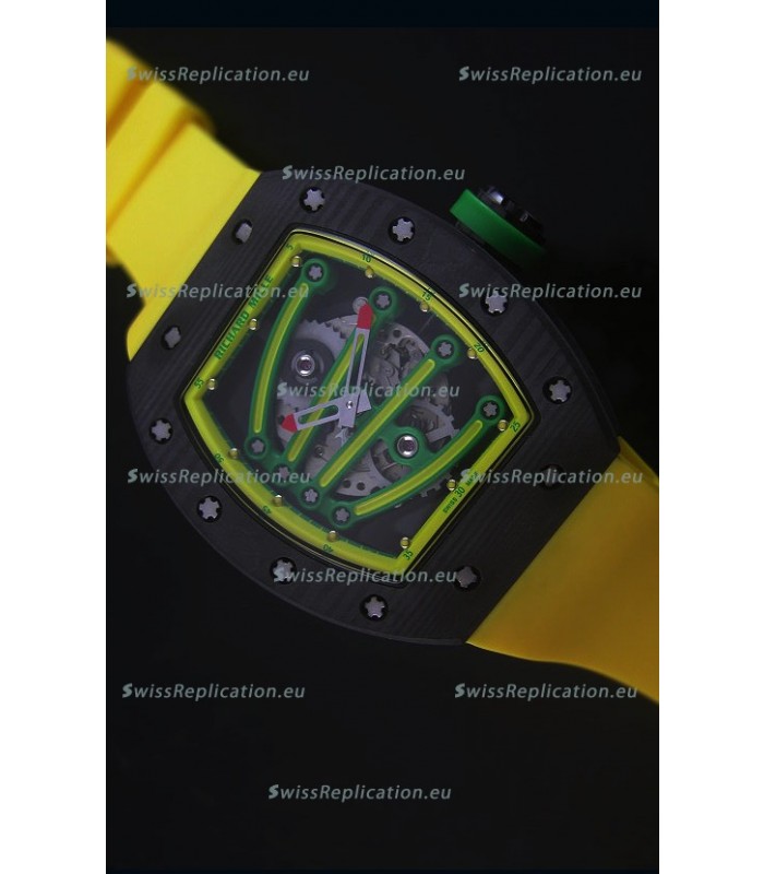 Richard Mille RM059 Yohan Blake Forged Carbon Case Swiss Replica Watch in Yellow Bezel