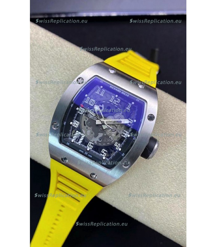 Richard Mille RM010 Stainless Steel Replica Watch in Yellow Strap