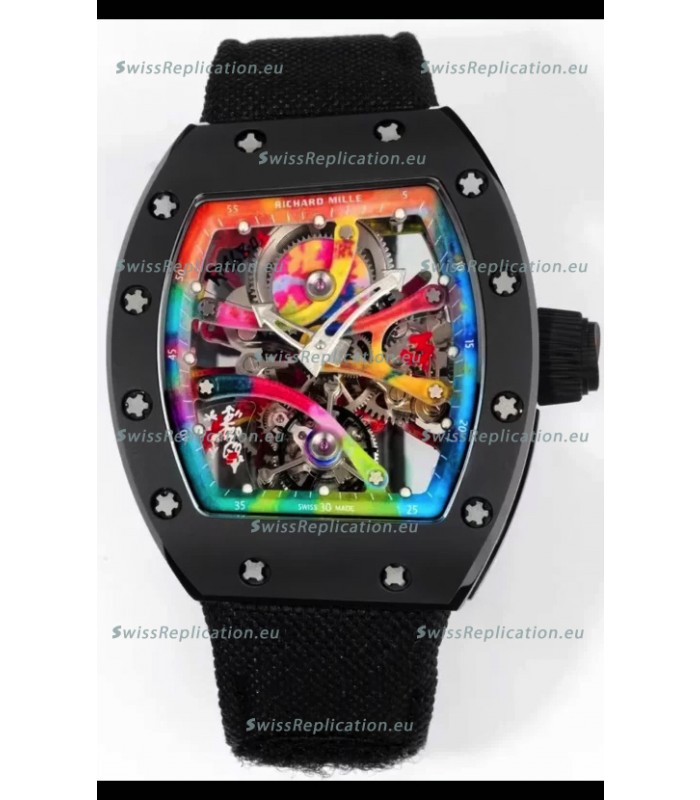 Richard Mille Super Clone RM68-01 Black Ceramic Casing and Strap Tourbillon Swiss Replica