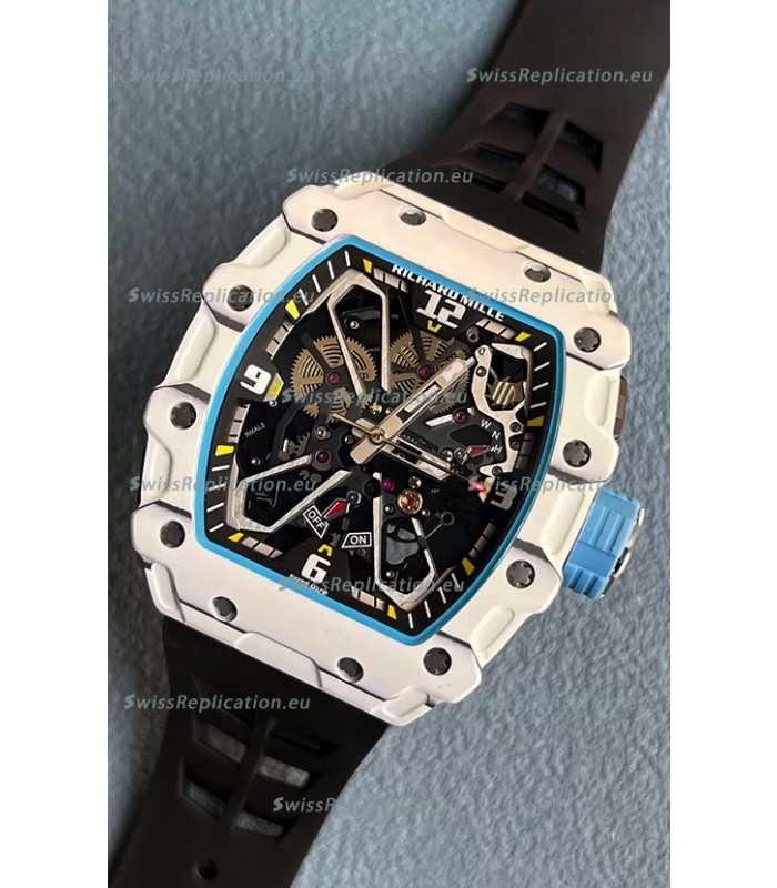 Richard Mille RM35-03 Rafael Nadal Edition White Carbon Fiber Casing 1:1 Mirror Replica Watch in Black Strap