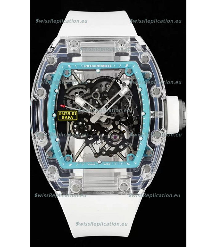 Richard Mille RM35-01 Rafael Nadal Transparent Sapphires Casing with Genuine Tourbillon Super Clone Watch