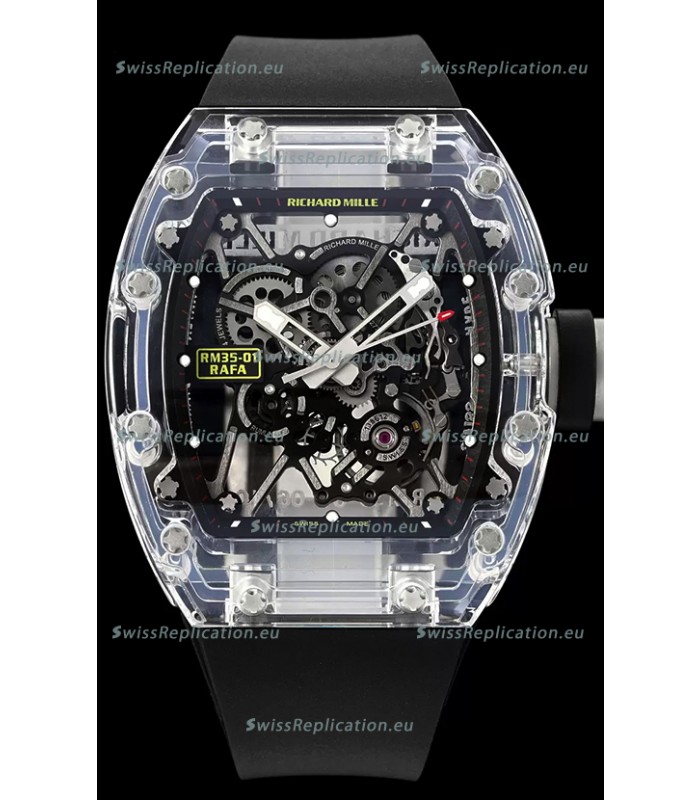 Richard Mille RM35-01 Rafael Nadal Transparent Sapphires Casing with Genuine Tourbillon Super Clone Watch