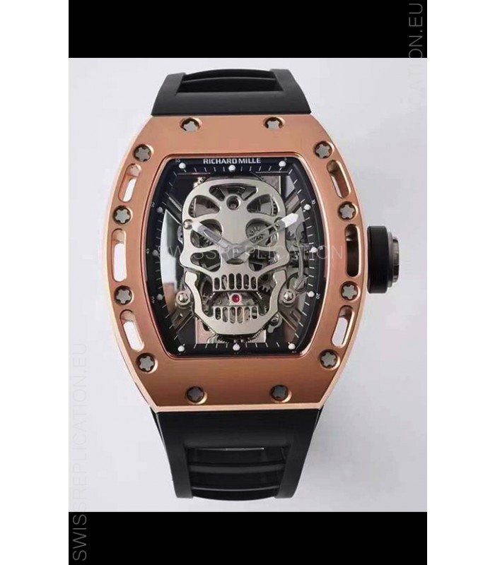 Richard Mille RM052 Skull Genuine Tourbillon Edition Watch in Rose Gold Casing