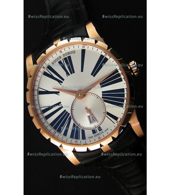 Roger Dubuis Excalibur RDDBEX0587 Pink Gold Steel White Dial Swiss Replica Watch