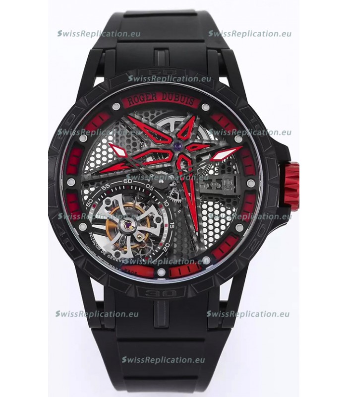 Roger Dubuis Excalibur Spider Pirelli Edition DLC Coated Titanium 1:1 Genuine Tourbillon Replica Watch 