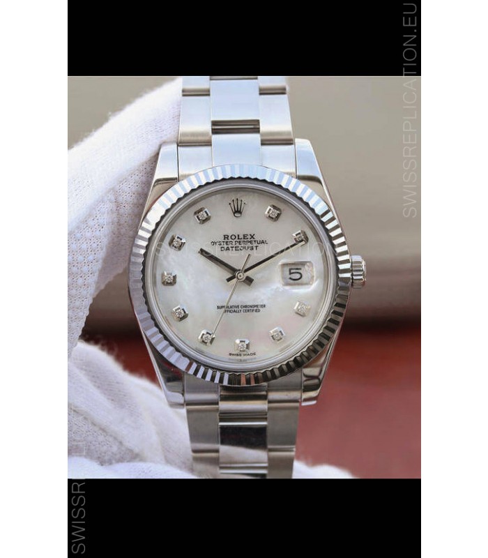 Rolex Datejust 41MM Cal.3135 Movement Swiss Replica Watch in 904L Steel Pearl Dial