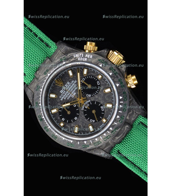 Rolex Daytona DiW Forged Cabon Casing 1:1 Mirror Replica with Green Nylon Strap 