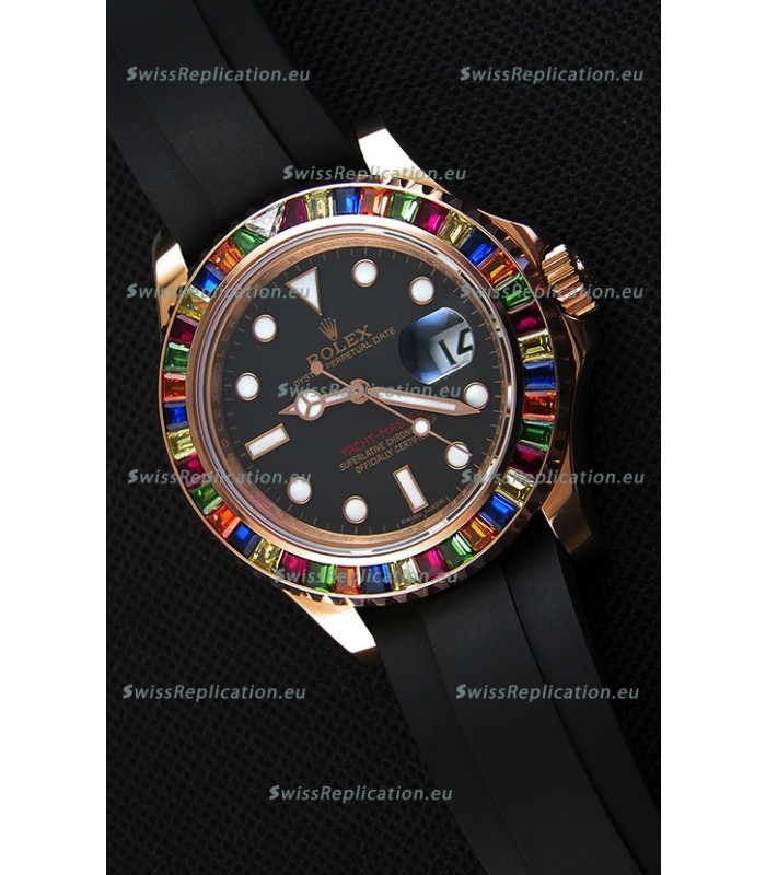 Rolex Yachtmaster 116695 Everose Gold Diamonds Cal.3135 Swiss 1:1 Ultimate 904L Steel Watch