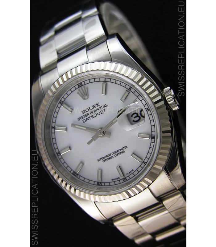 Rolex Datejust Japanese Replica Watch - White Dial in 36MM with Oyster Strap