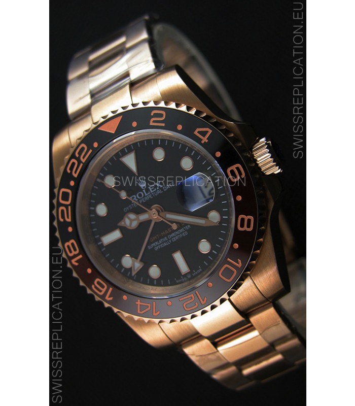 Rolex GMT Masters Japanese Replica Watch in Rose Gold Casing