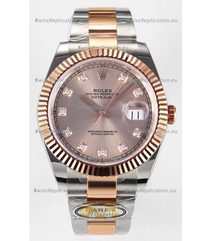 Rolex Super Clone Datejust ETA 3235 Movement 41MM Two Tone Rose Gold Plating Champange Dial Watch