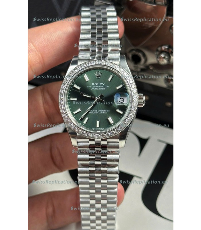 Rolex Super Clone Datejust ETA 2688 Movement 31MM Stainless Steel Case Green Dial Watch