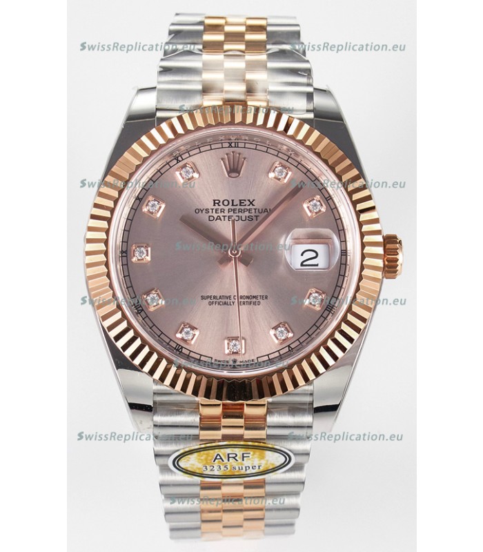 Rolex Super Clone Datejust ETA 3235 Movement 41MM Two Tone Rose Gold Plating and Dial Watch