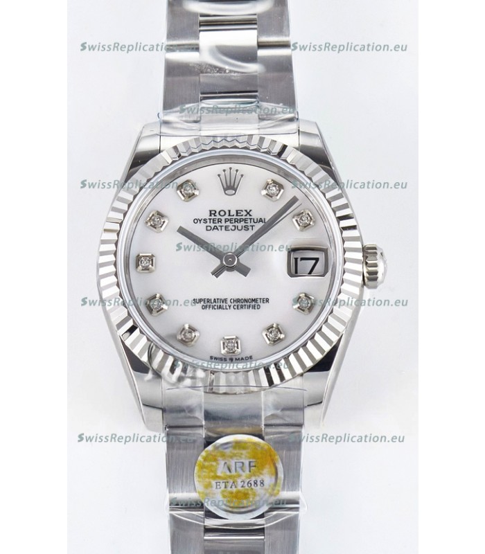 Rolex Super Clone Datejust ETA 2688 Movement 31MM Stainless Steel Pearl Dial Watch 