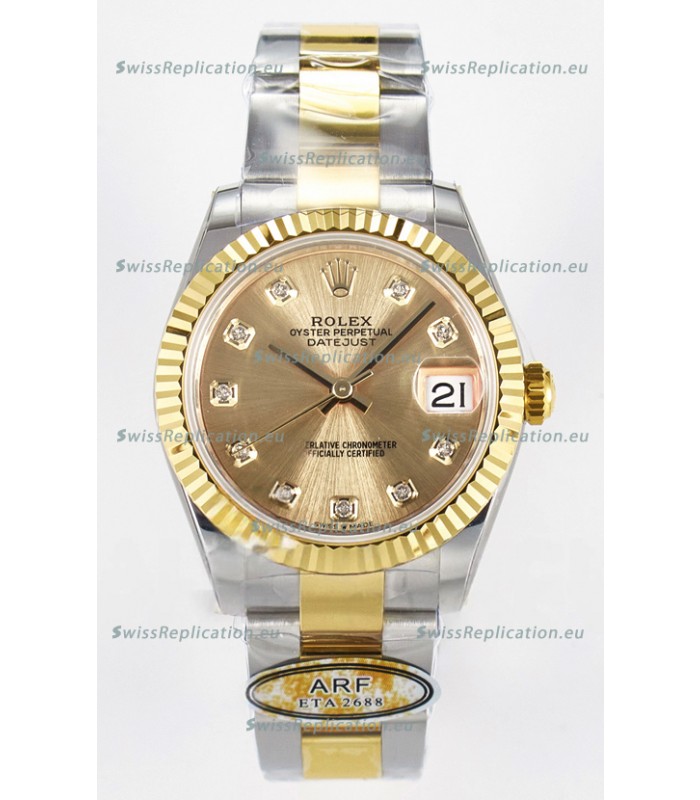 Rolex Super Clone Datejust ETA 2688 Movement 31MM Two Tone Yellow Gold Watch and Dial